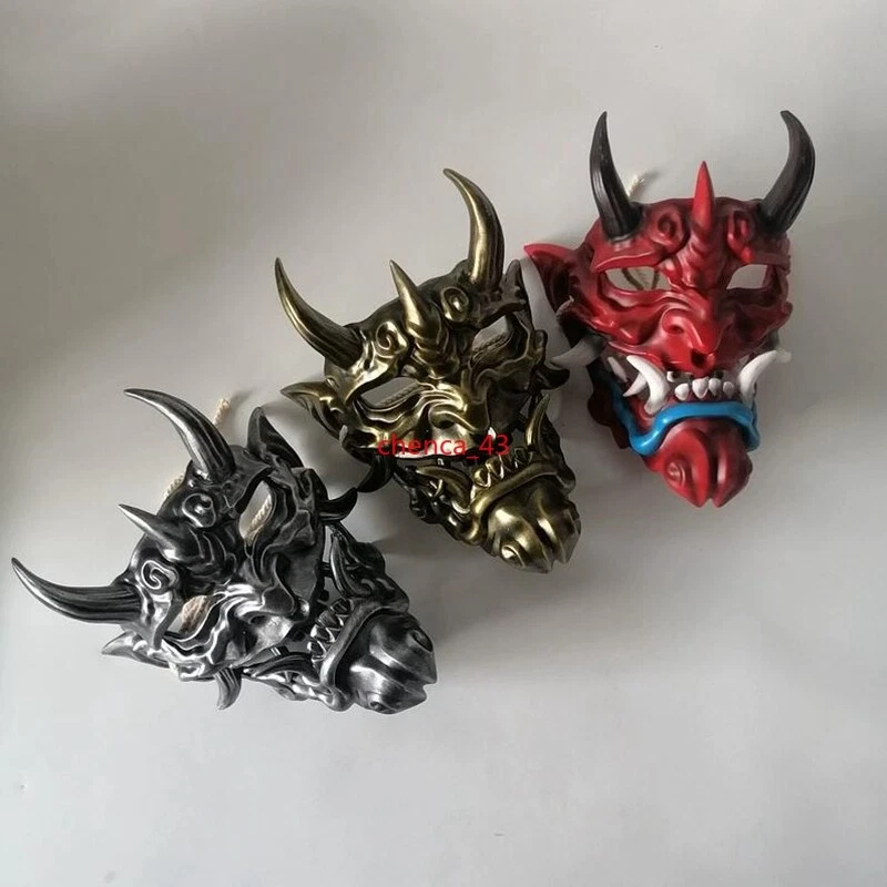 Unisex Devil Mask Japanese Hannya Demon Oni Samurai Kabuki Fancy Dress-up Props - Image 2 of 4