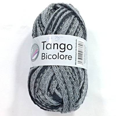 Grundl Tango Novelty Mesh Trellis Scarf Yarn Bicolor Narrow Ruffle Gray & Black