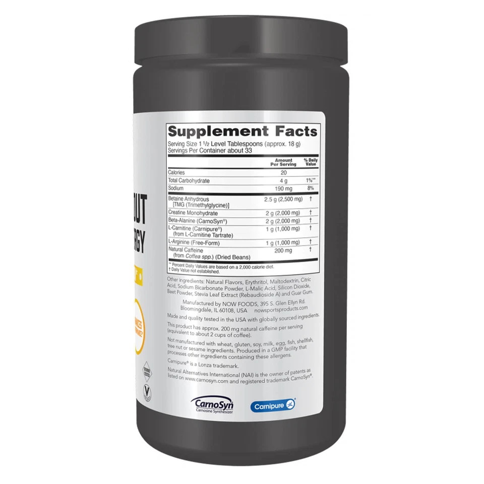 NOW Sports Pre-Entrenamiento Avanzado 21.16 OZ, Sandía, Liquidación Mejor para 02/2026 Foto 2 de 4