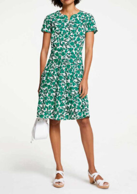 Kleid Heine Druck Kleid grün Muster mit Leinen Gr 40 42 44