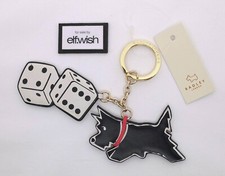 RADLEY LETS ROLL DICE & CUTE LEAPINNG DOG LARGE LEATHER BAG CHARM / KEYRING NEW