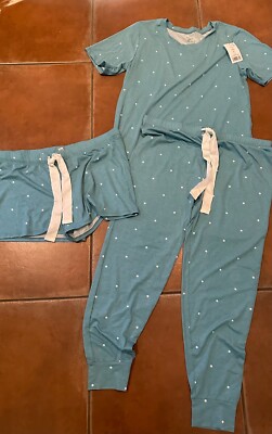 FELINA WOMENS PCS PAJAMA SET SLEEPWEAR BLUE/WHITE DOTS #1670888