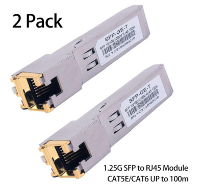 2Pcs - 1000 Base SFP-T copper 1.25G SFP to RJ45 Compatible with Many Brands NEW