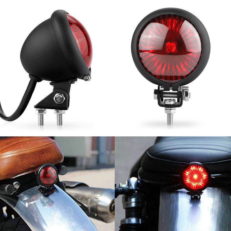 Germany Motorsports Motorrad LED Rücklicht Bremslicht Kennzeichenleuchte Triangle e-geprüft schwarz (Rot, Ohne Halter