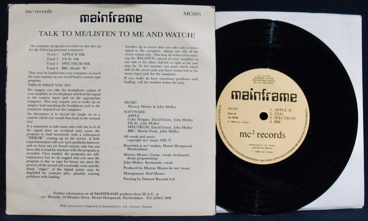 MAINFRAME: Talk To Me-1983 UK Synth Pop Rock 45 & Picture