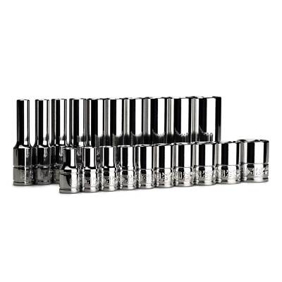 Capri Tools 1/4 in. Drive 6-Point Shallow/Deep Socket Set, SAE, 20-Pc