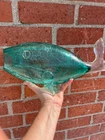 Blenko Sea Green Crackle Finish Glass Fish Sculpture, Clear Tail, No Sticker