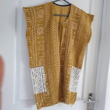 African Genuine Mudcloth Tribal Art To Wear Hand Painted Jacket - Large Pockets
