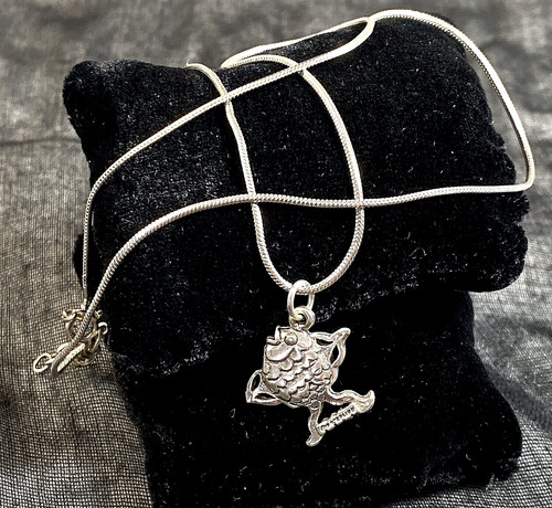 925 Sterling Silver Sunfish Sea Life Pendant On 18" Adjustable Snake Chain