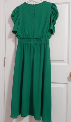 green emerald velvet dress London Times Cap Sleeve Fit and Flare Dress