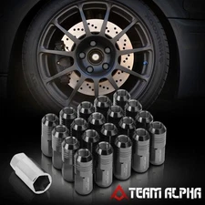 20x 12mmx1.5 {EXTENDED CLOSED END} Gunmetal Aluminum 50mm Rim Lug Nut w/Adapter
