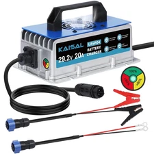 24V 20A Lithium Battery Charger 29.2V LiFePO4 Battery Charger IP67 Waterproof...