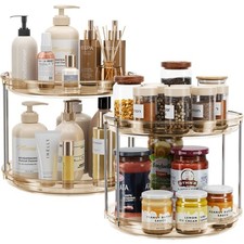 2 Pack 2 Tier Lazy Susan Turntable Organizer 9.25'' Rotating Spice Rack Organ...