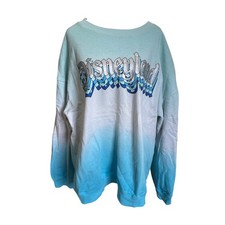 Disney Disneyland Ombre Sweatshirt Teal White Mickey Mouse 1X LT24679