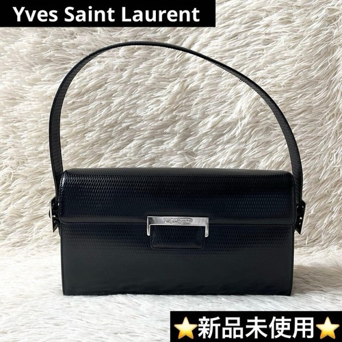 YVES SAINT LAURENT Handbag Leather Black Authentic From Japan