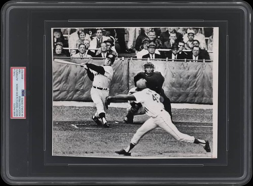 PSA Type III Photograph - Mickey Mantle Bob Gibson 1964 World Series Game 2 HOF