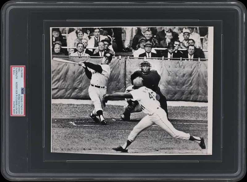 PSA Type III Photograph - Mickey Mantle Bob Gibson 1964 World Series Game 2 HOF
