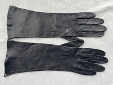 Vintage Womens Black Soft Kid Leather Gloves 12" Long Size 6 1/2