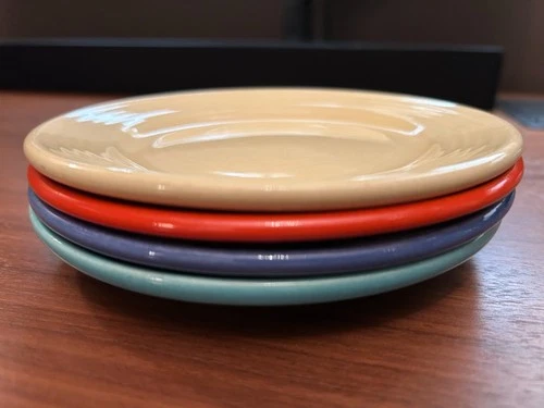 Bauer Pottery Monterrey 6” Plates –Set of 4 Assorted Colors – Vintage California