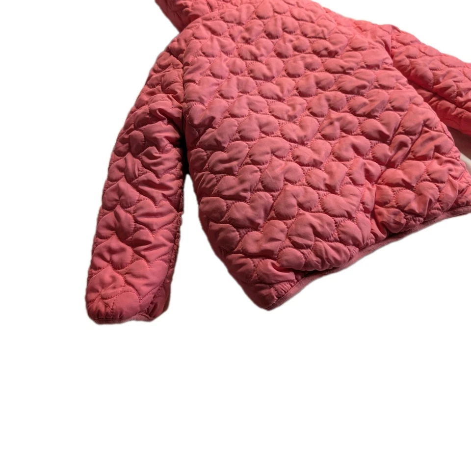 Girls Carters 4t Pink Medium Heavy Weight Fleece Lined Puffer Coat W Hood - Image 4 of 4
