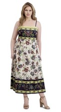 Siena Plus Size Square-Neck Border-Print Maxi Dress - Navy Multi, Size-2X