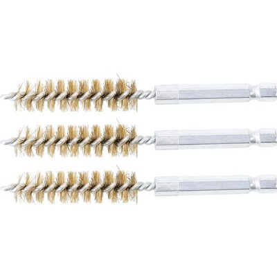 Messingbürste 12 mm mit 1/4'' Bitantrieb zum Reinigen und Entgraten 3-tlg.