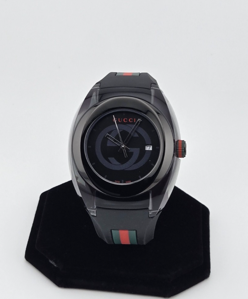 Gucci Sync XXL Mens Black Logo Dial Swiss Quartz Watch YA137107