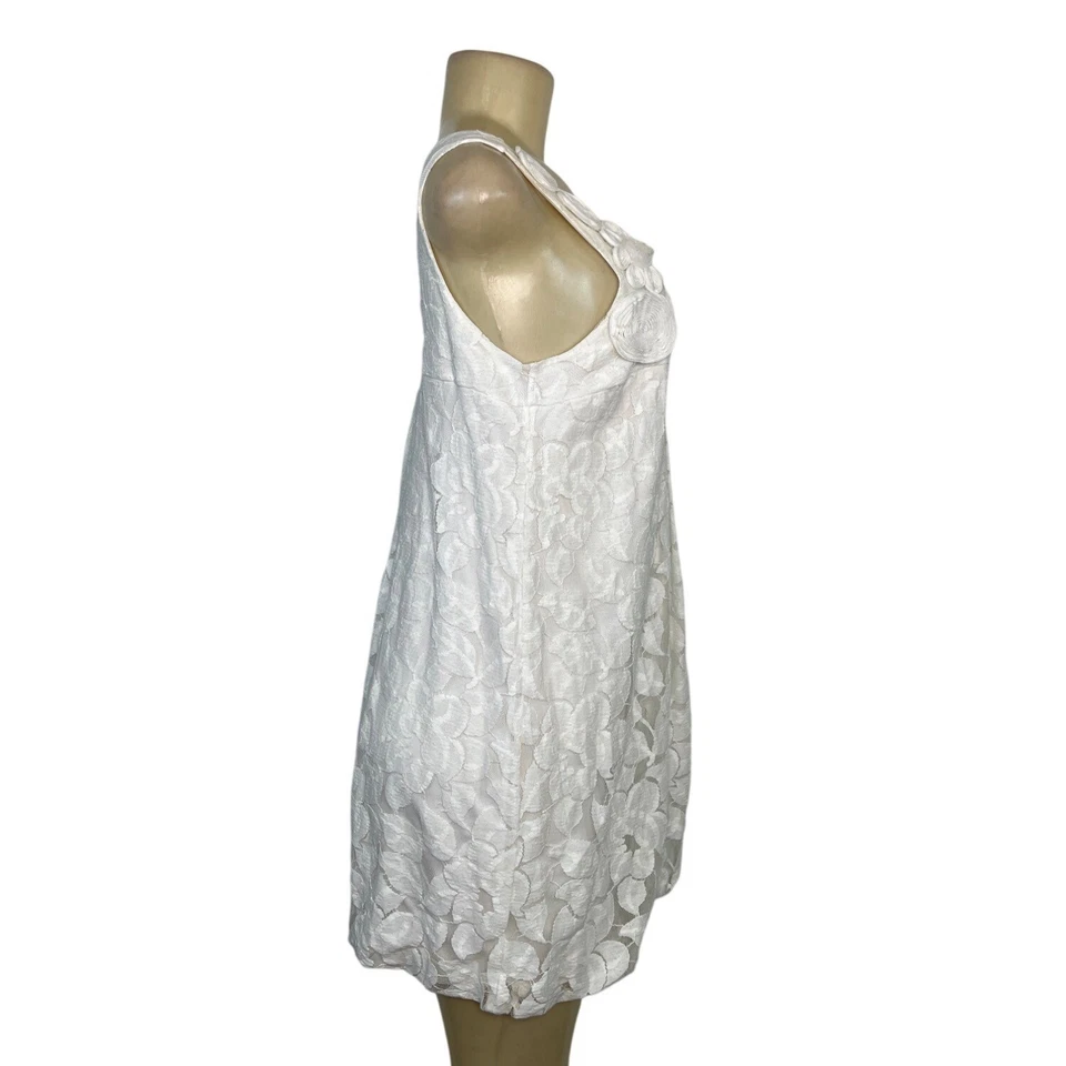 White Floral Lace Sleeveless Mini Dress By Twentyone Size M - Image 2 of 4