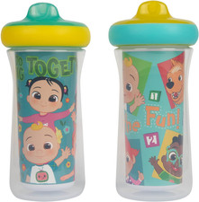 Cocomelon Kids Insulated Sippy Cups - Dishwasher Safe Spill Proof Toddler Cups -