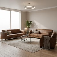 Braunes Wohnzimmer-Set 3+3+1-Sitzer-Sofas Ledersofas Ledersessel PolstermöBel
