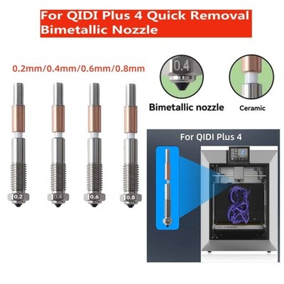 1/2/3Pcs 0.2/0.4/0.6/0.8mm Bimetallic Nozzle For QIDI Plus 4 3D Printer Parts