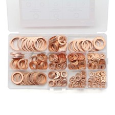 300Pcs Copper Crush Flat Washer Solid Gasket Set Ring Seal M5-M20 Assortment Kit