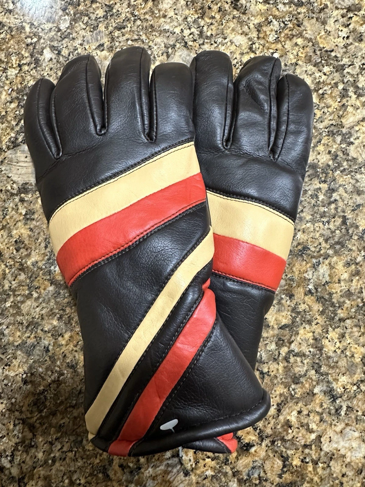 Vintage 70s 80s Vinyl Winter Snow Gloves Mens Retro Black Size Ages 14-15