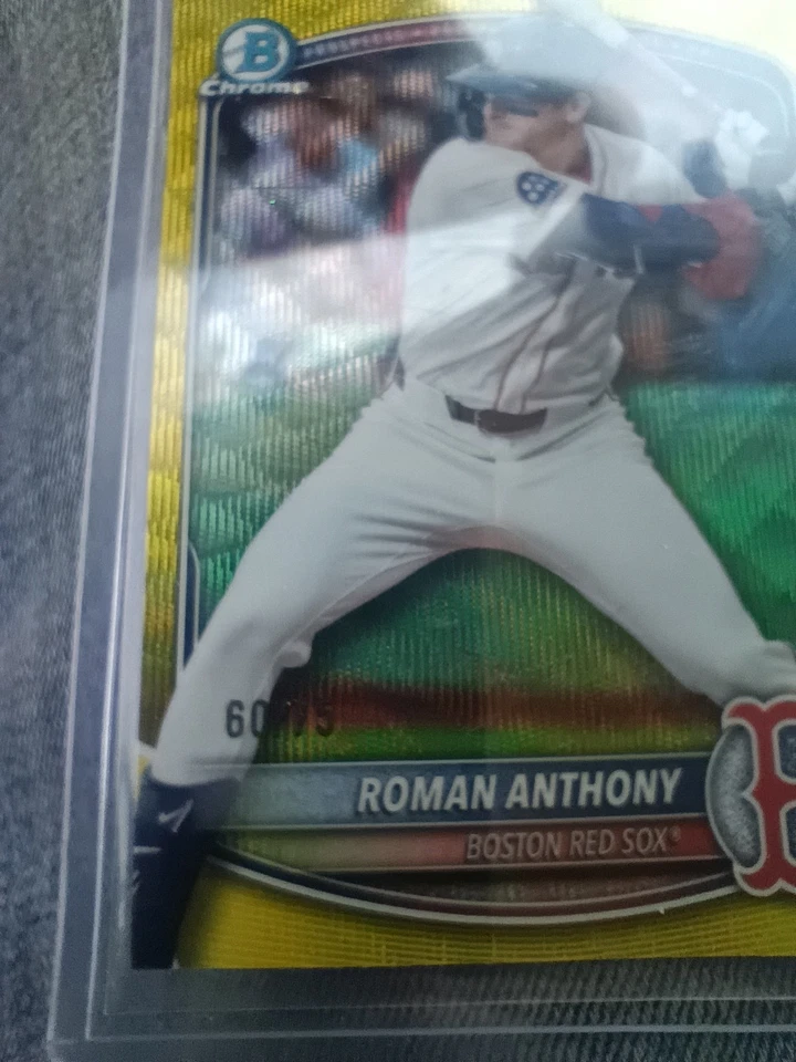 2025 Bowman Chrome Roman Anthony  Yellow Geometric Refractor  60/75 SP Red Sox - Image 2 of 4