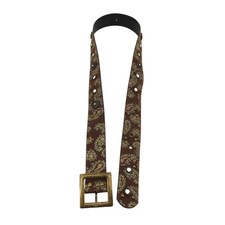 Womens Brown Rhinestone Stud Paisley Metallic Belt Square Buckle 42.75in Long