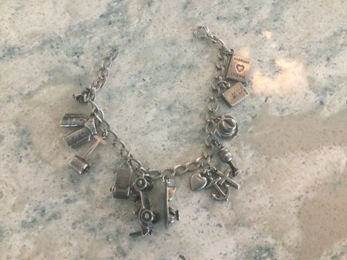 Vintage 1/20/ 12k GF & Solid 925 Sterling Silver 13 Theme Charm Bracelet 1960's - Picture 5 of 11