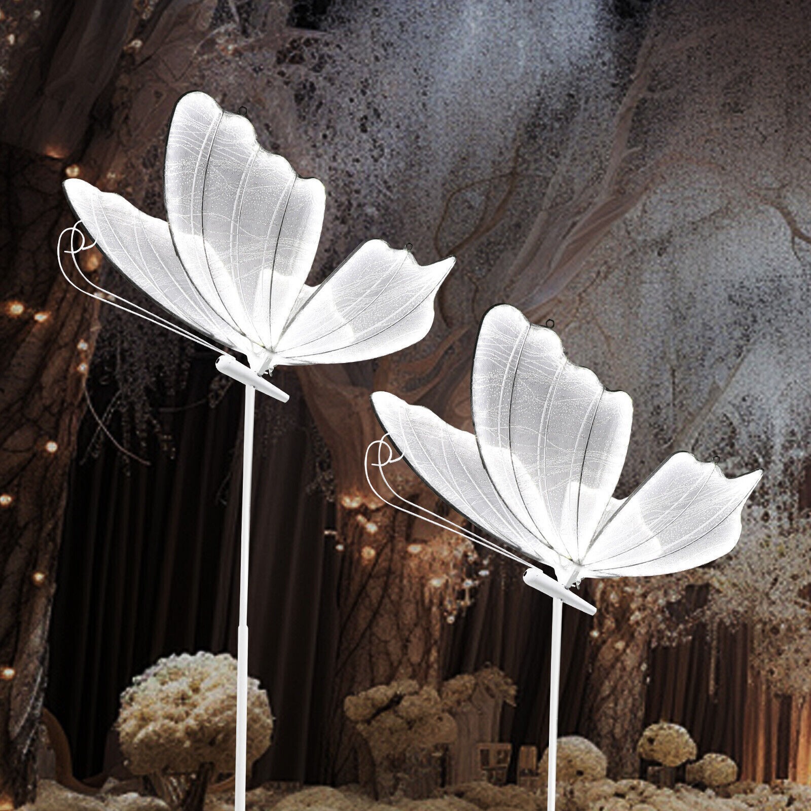 2PC White Butterfly Floor lamp Romantic Decoration Party Atmosphere Props