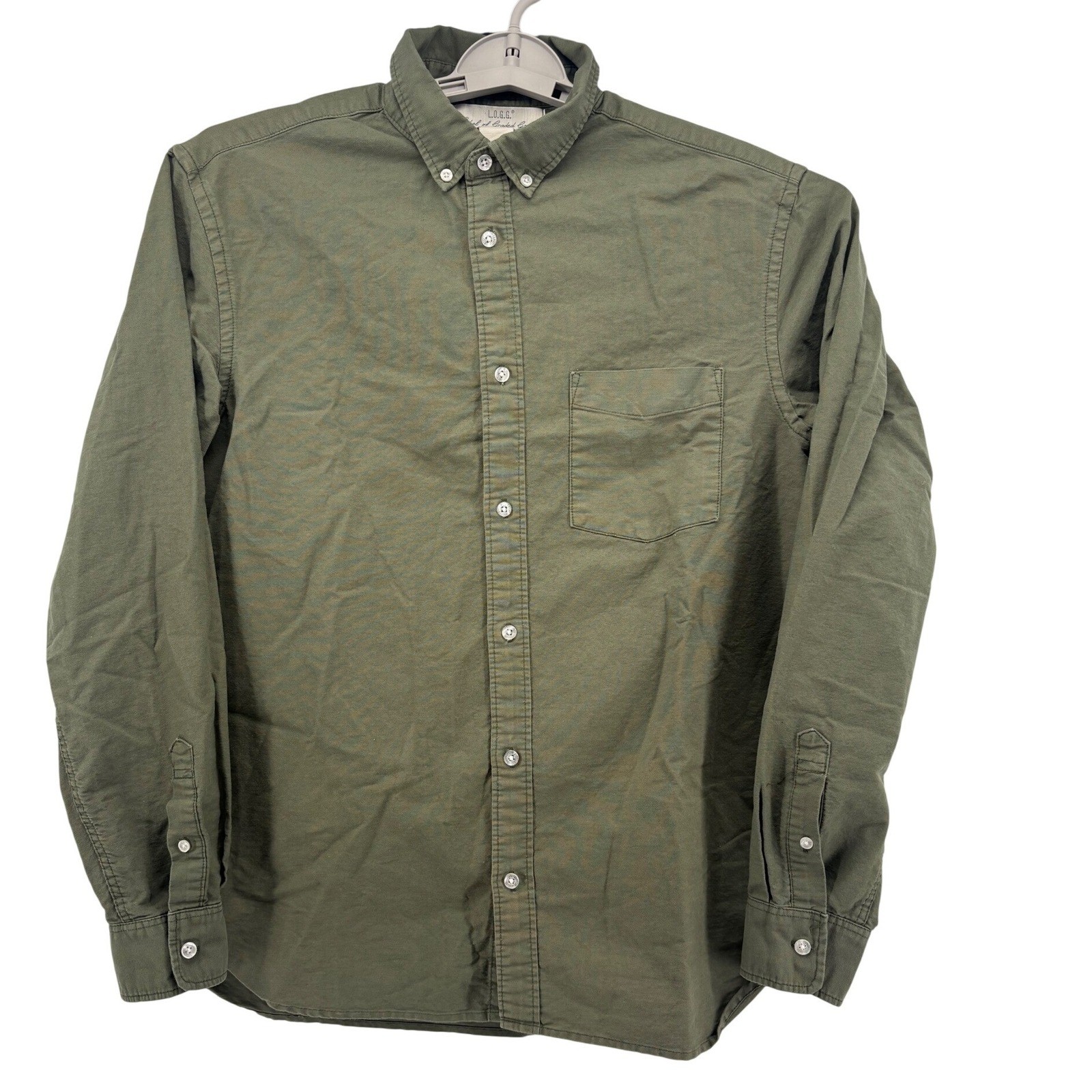 H&M L.O.G.G. Mens Button Down Shirt Size Medium Green Long Sleeve