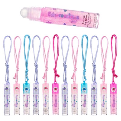 Expressions 12pc Lip Gloss Necklace, Fruit Flavored Set, MULTI 