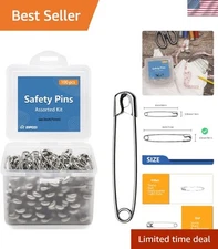 100 Pcs Heavy Duty 3-Inch Nickel Plated Safety Pins - Rust-Resistant Quality
