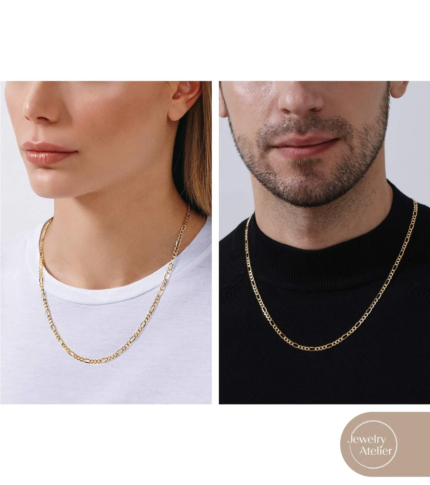 Gold Chain Necklace Collection - 14K Solid Yellow Gold Filled Figaro Chain Ne... - Image 2 of 4