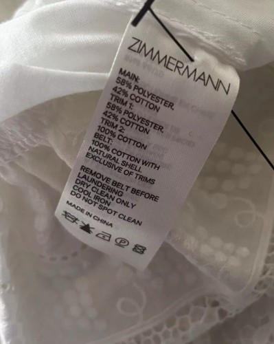 Zimmermann Dress Size Au 8 / US 4 Lace Paneled Veneto Perennial Belted White - Bild 9 von 10