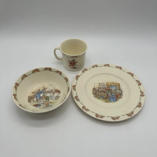 Royal Doulton Bunnykins Vintage 3-Piece Dish Set Plate, Bowl, Cup