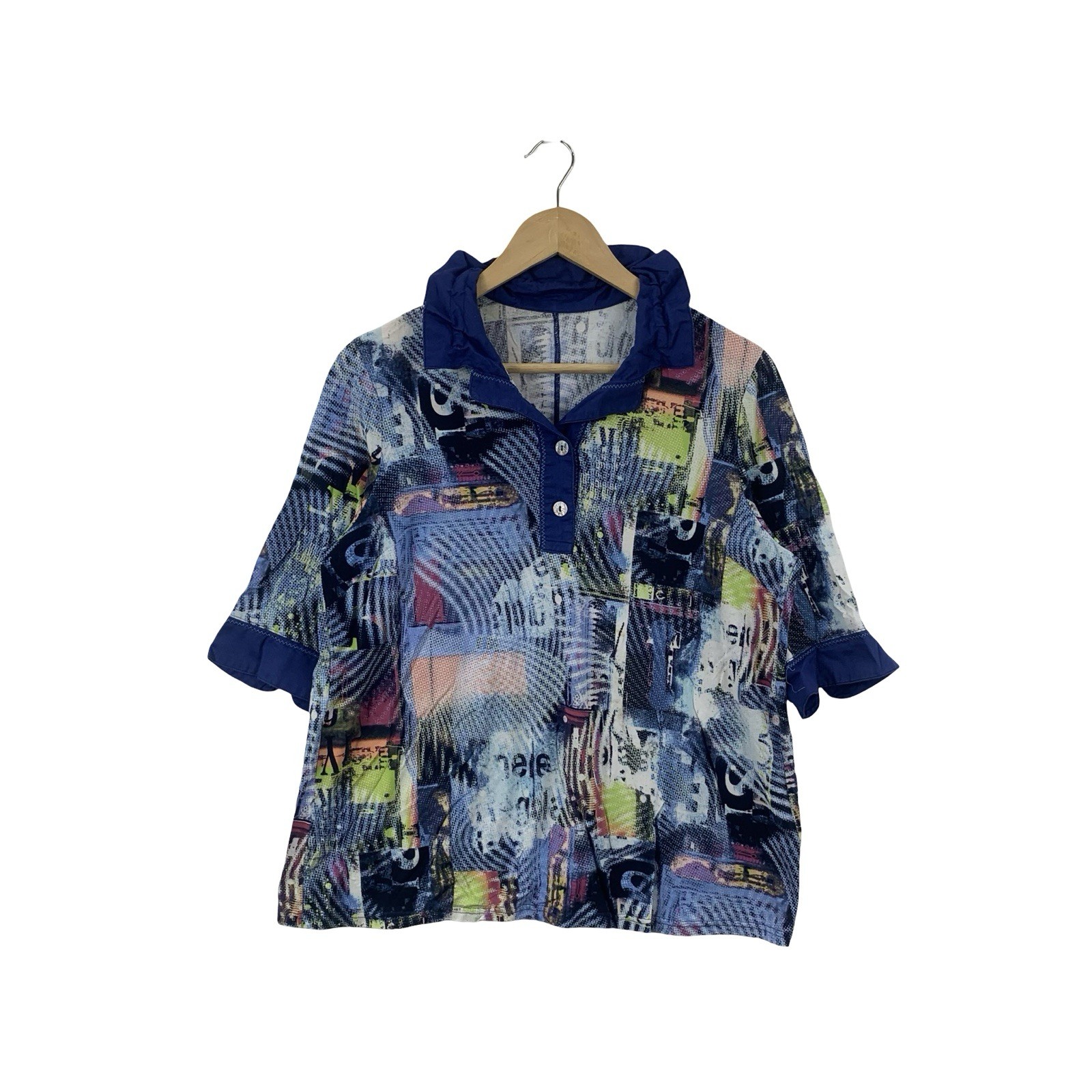 Vintage LEONARDI ITALY Abstract Print Mesh Collared