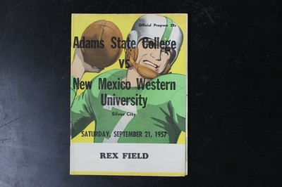 Adams State vs New Mexico Western Football Program Sep 1957 REX FIELD