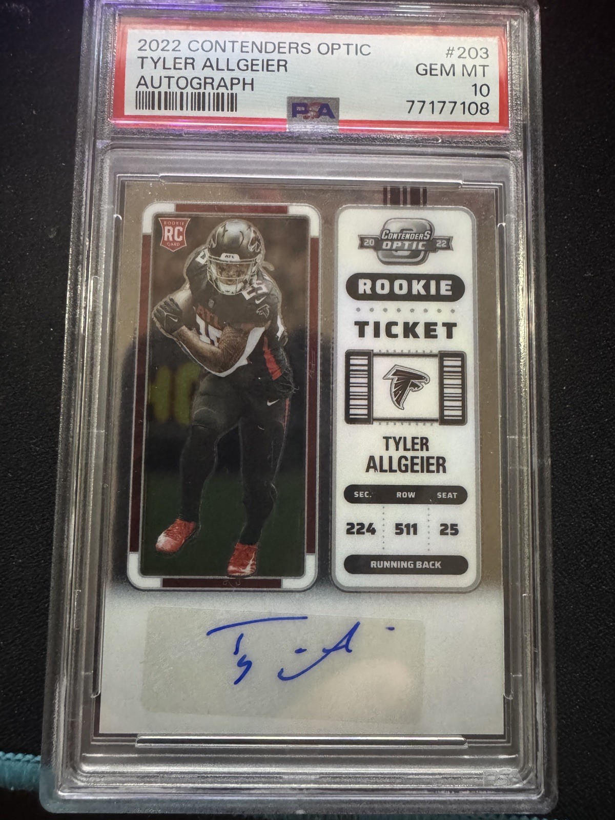 Tyler Allgeier Panini Contenders Optic #203 Autograph