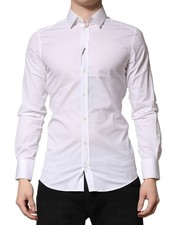 Dolce & Gabbana White GOLD Cotton Men Dress Formal Men's Shirt