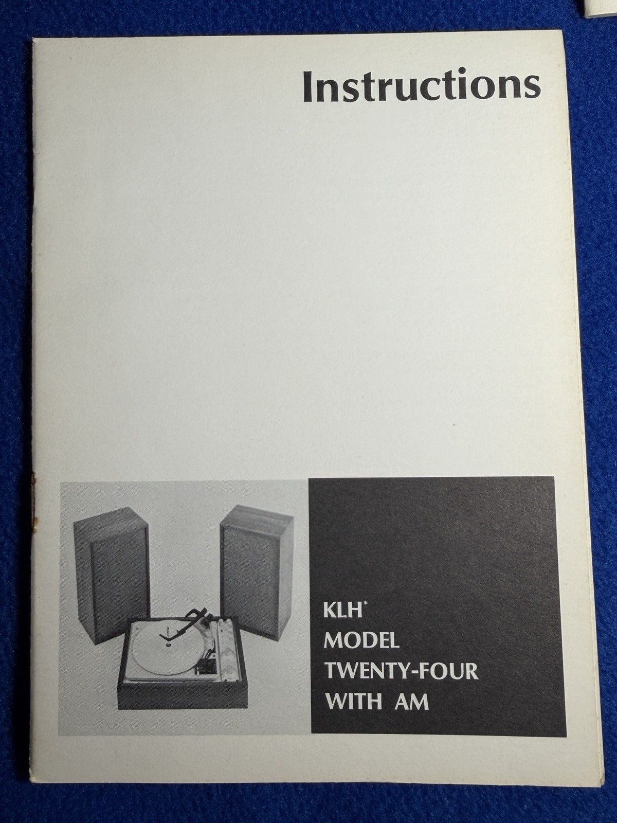 KLH Model 24 w/AM Radio Stereo Instruction Manual Original Vintage