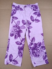 Escada Sport Purple Floral Cropped Wide Leg Cotton Pants Size EU 44 US 12 