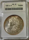 1885 S Morgan Silver Dollar ANACS MS62 old soap box holder Nice! Light rim tone